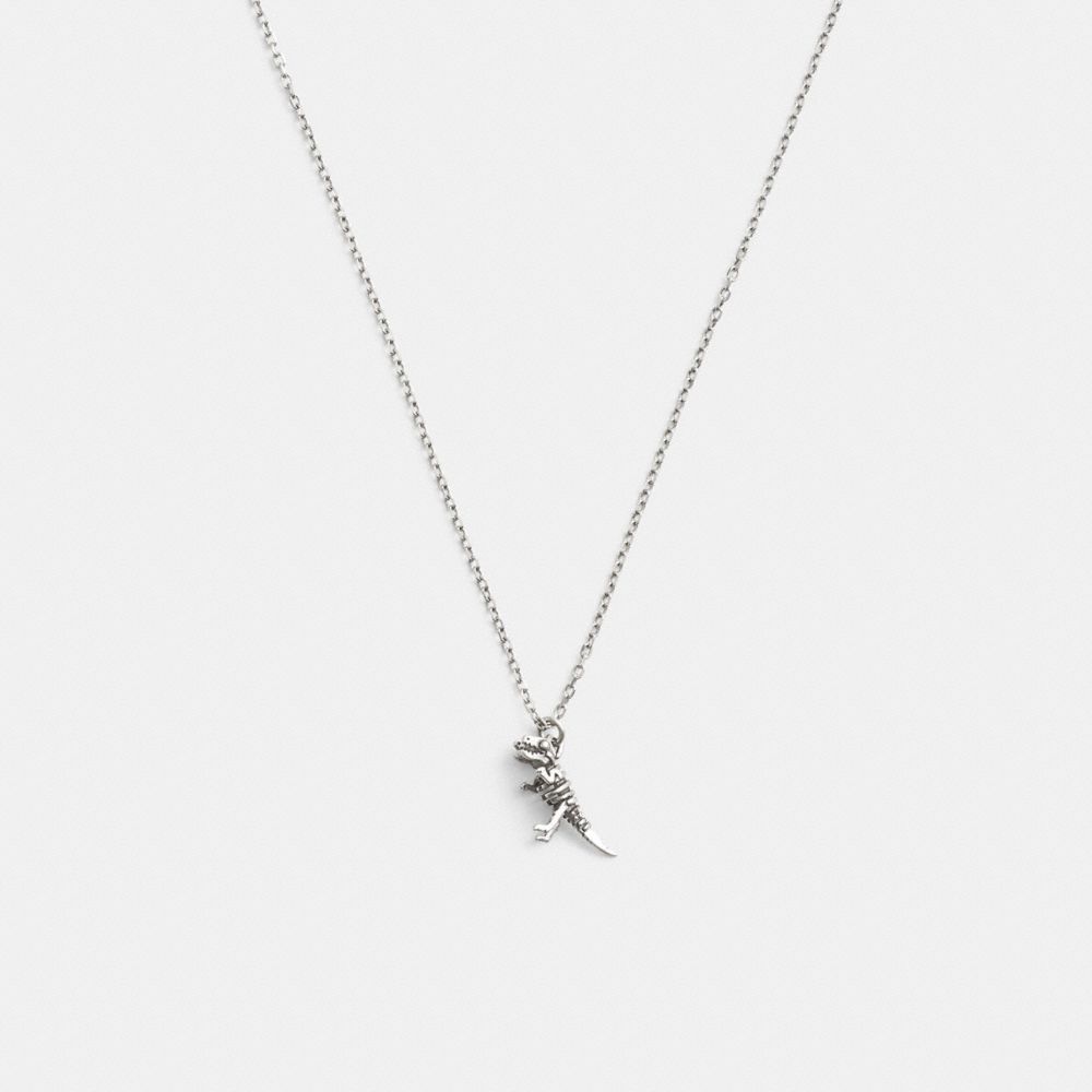 COACH®,COLLIER À PENDENTIF REXY SQUELETTE EN ARGENT STERLING,Argent,Front View