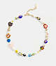 COACH®,BEADED CHARM NECKLACE,Gold/Multi,Front View