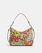 COACH®,LAUREL SHOULDER BAG WITH FLORAL PRINT,Leather,Medium,Silver/Ivory Multi,Front View