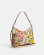 COACH®,LAUREL SHOULDER BAG WITH FLORAL PRINT,Leather,Medium,Silver/Ivory Multi,Angle View