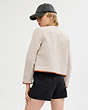 COACH®,HERITAGE C CANVAS CARDIGAN JACKET WITH LEATHER TRIM,Saddle/Cream,Scale View