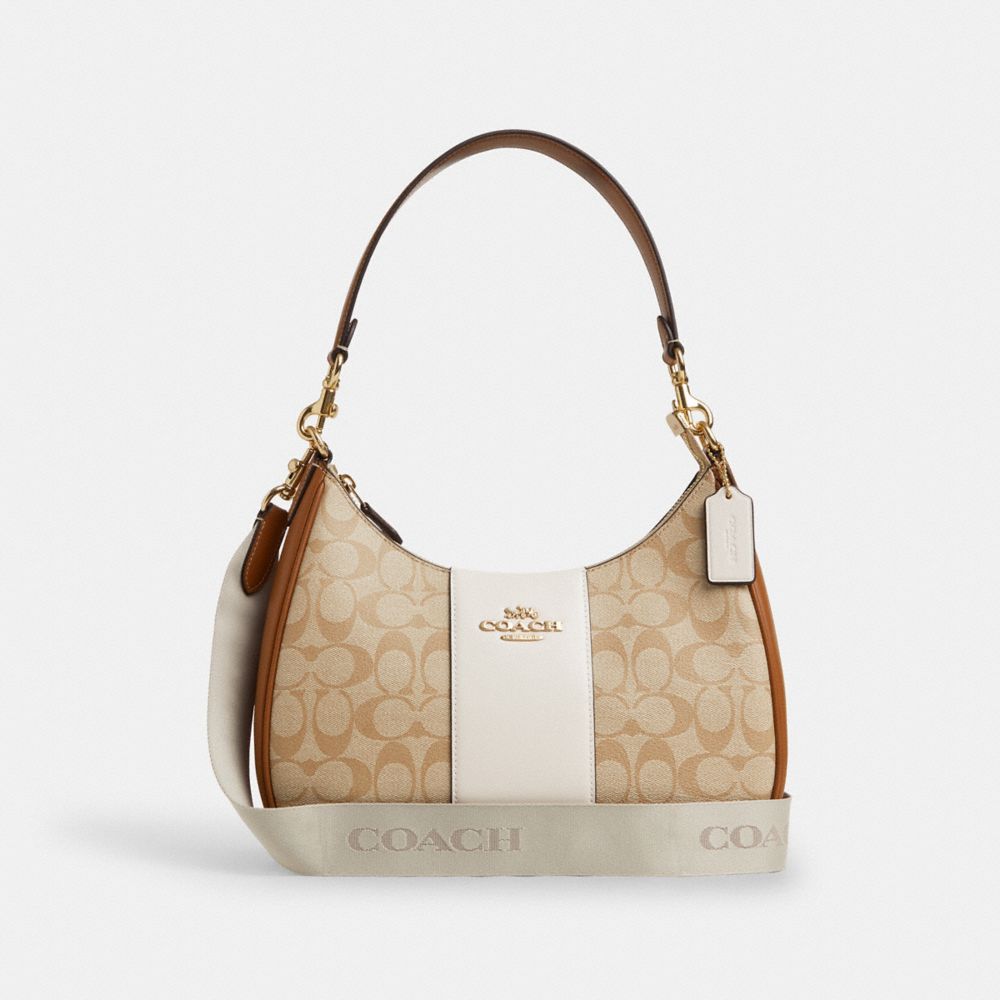 COACH Outlet Teri Hobo Bag In Signature Canvas With Stripe