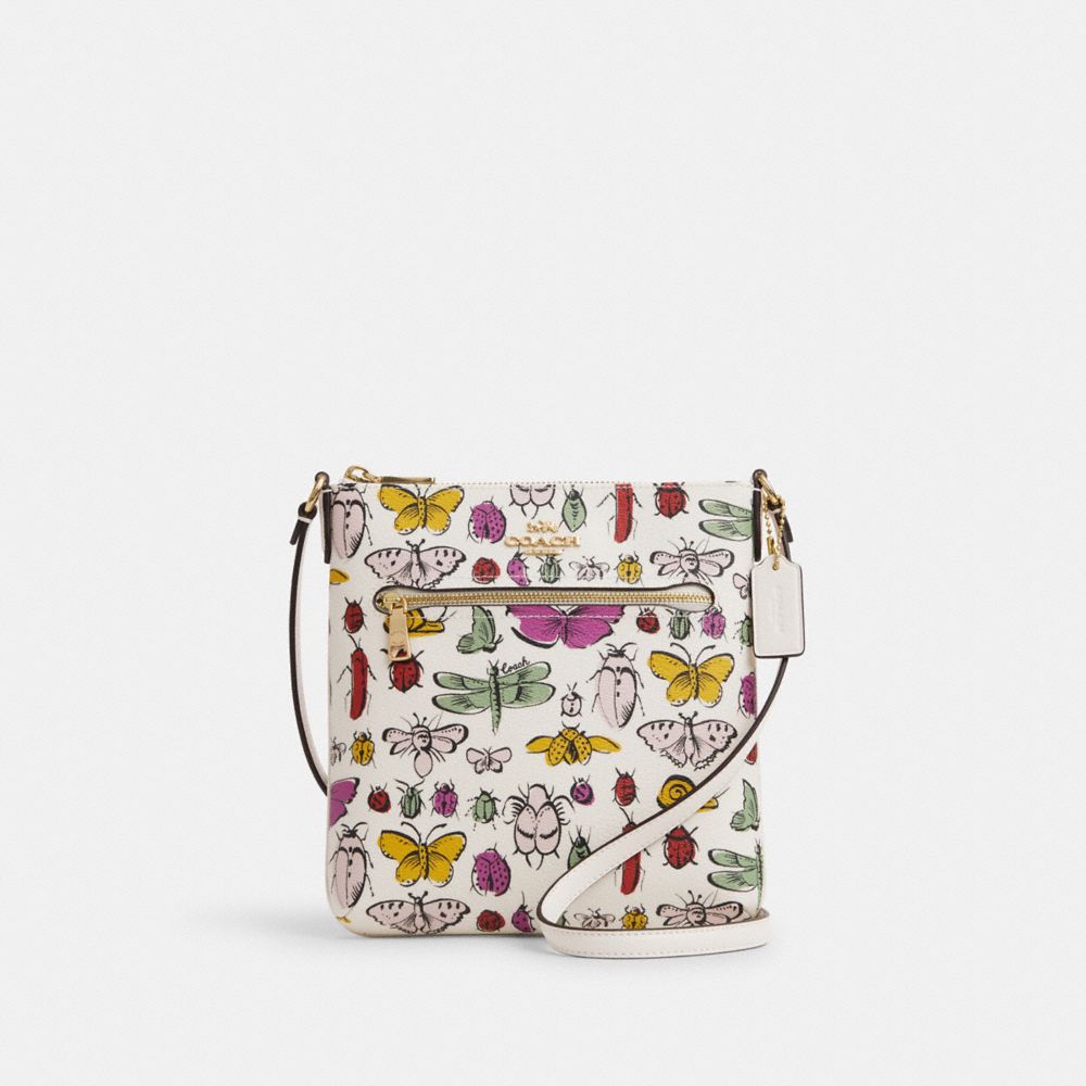 COACH®,MINI ROWAN FILE BAG WITH CREATURE PRINT,Novelty Print,Gold/Chalk Multi,Front View