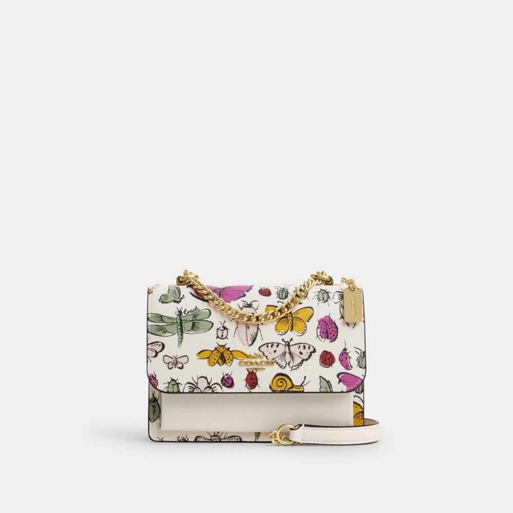 COACH®,MINI KLARE CROSSBODY WITH CREATURE PRINT,pvc,Gold/Chalk Multi,Front View