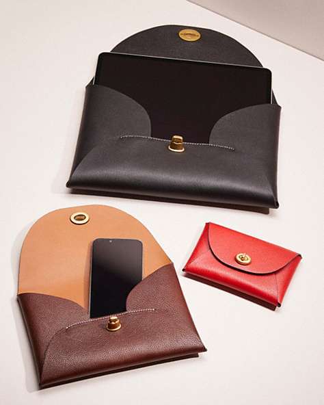 Coach Remade Leather Xlarge, Large And Medium Pouch