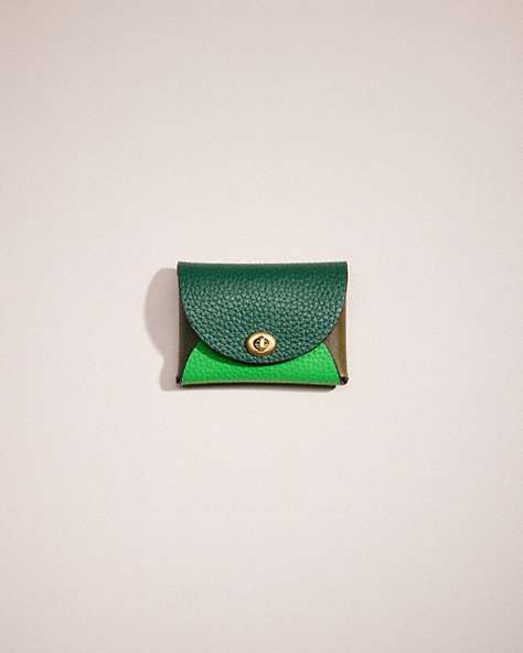 COACH®,REMADE COLORBLOCK SMALL POUCH,Green Multi,Front View