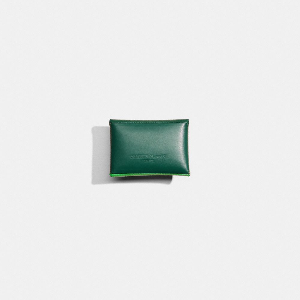 COACH®,Remade Colorblock Small Pouch,Coin,Logo,Embossed,Casual,Emerald,Back View