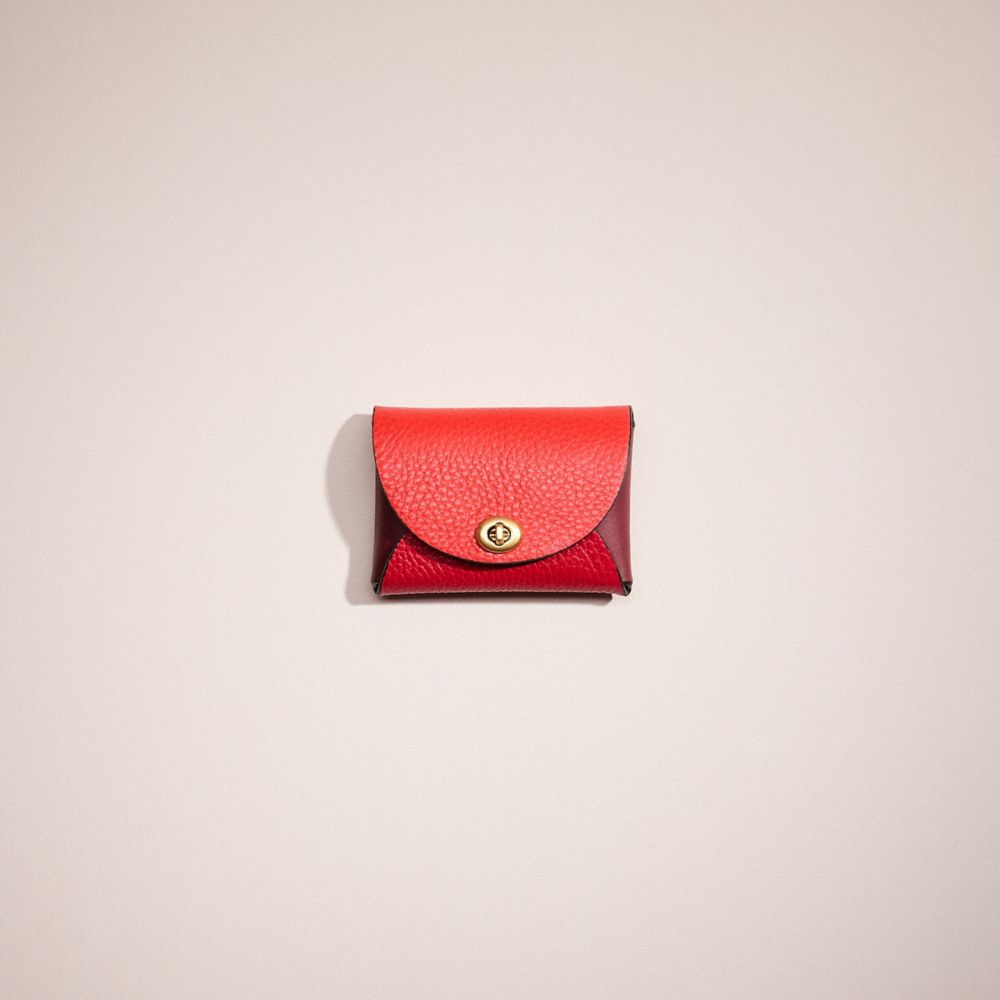 COACH®,REMADE COLORBLOCK SMALL POUCH,Red Multi,Front View