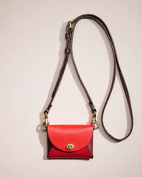 COACH®,REMADE SMALL COLORBLOCK POUCH CROSSBODY,Red Multi,Front View