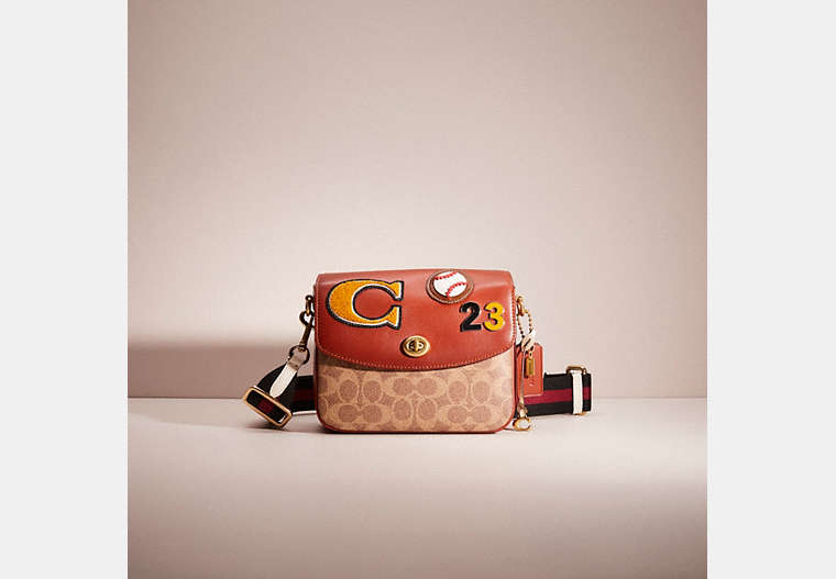COACH®,UPCRAFTED CASSIE CROSSBODY IN SIGNATURE CANVAS,School Spirit,Brass/Tan/Rust,Front View