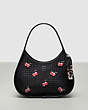 COACH®,Ergo Bag In Perforated Upcrafted Leather With Cherry Pins,Small,Cherry Print,Black,Front View