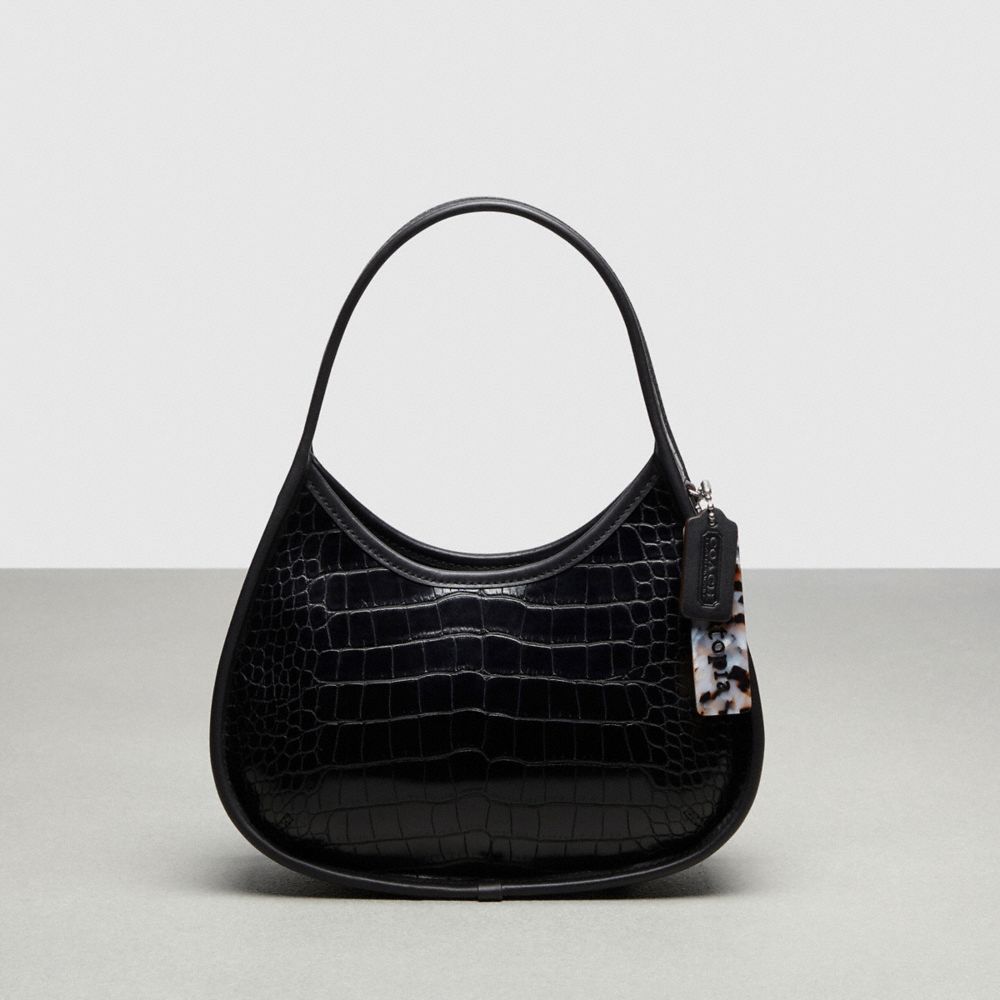 COACH®,Ergo Bag In Croc-Embossed Coachtopia Leather,Small,Croc-Embossed,Black,Front View image number 0