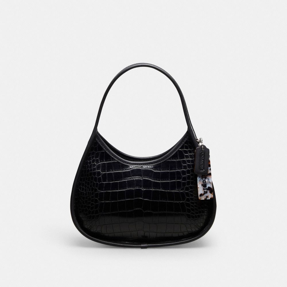 COACH®,Sac Ergo en cuir gaufré croco Coachtopia,Gaufrage crocodile,Noir,Front View