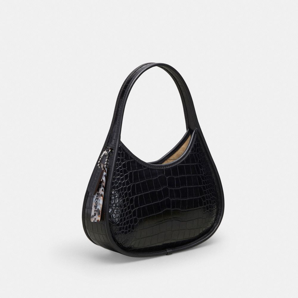 COACH®,Ergo Bag In Croc-Embossed Coachtopia Leather,Small,Croc-Embossed,Black,Angle View