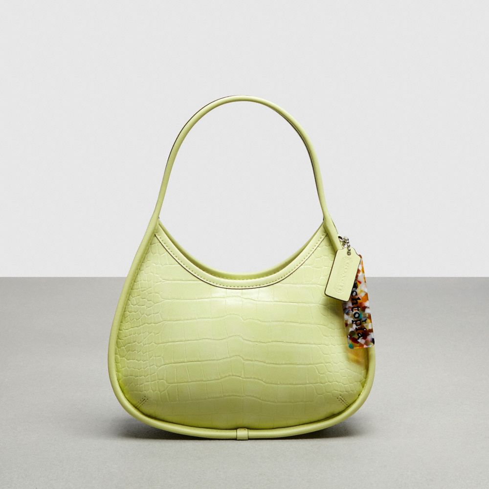 COACH®,Ergo Bag In Croc-Embossed Coachtopia Leather,Small,Croc-Embossed,Pale Lime,Front View