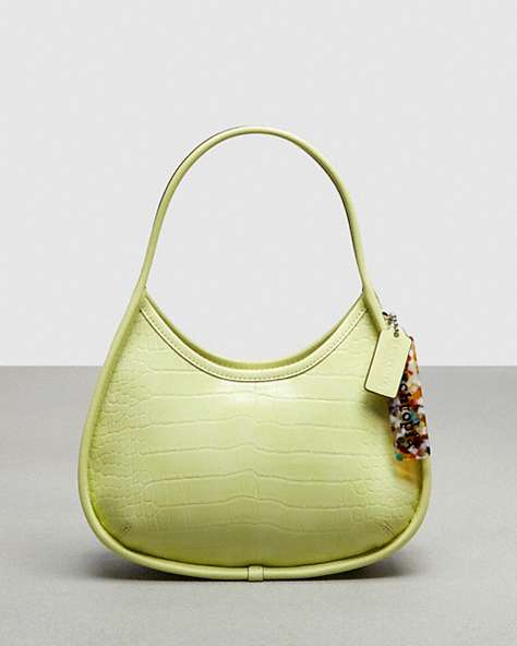 COACH®,Ergo Bag In Croc-Embossed Coachtopia Leather,Small,Croc-Embossed,Pale Lime,Front View