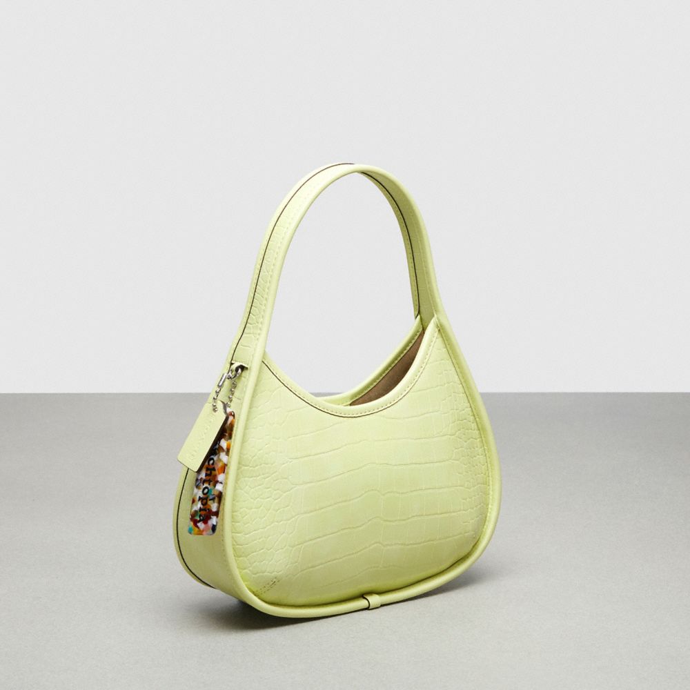 COACH®,Ergo Bag In Croc-Embossed Coachtopia Leather,Small,Croc-Embossed,Pale Lime,Angle View