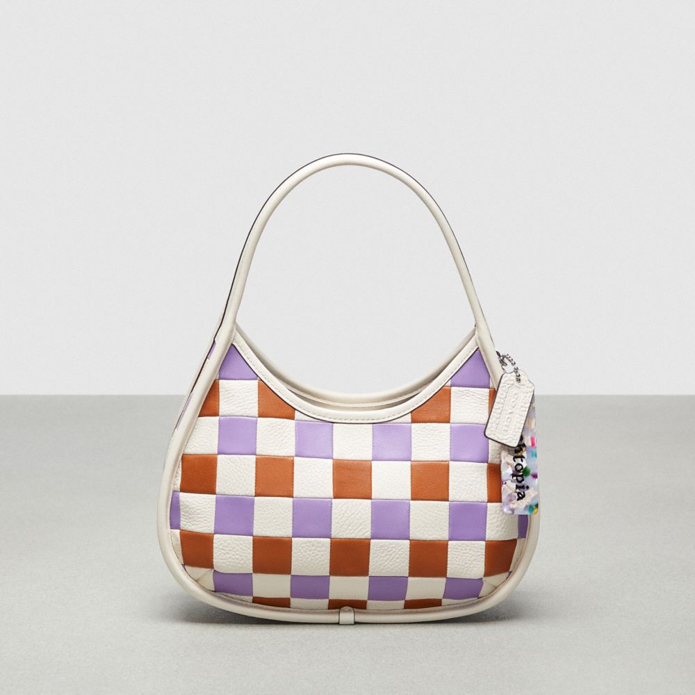COACH®,Ergo Bag In Tri-Color Checkerboard Upcrafted Leather,Small,Canyon/Chalk/Iris,Front View