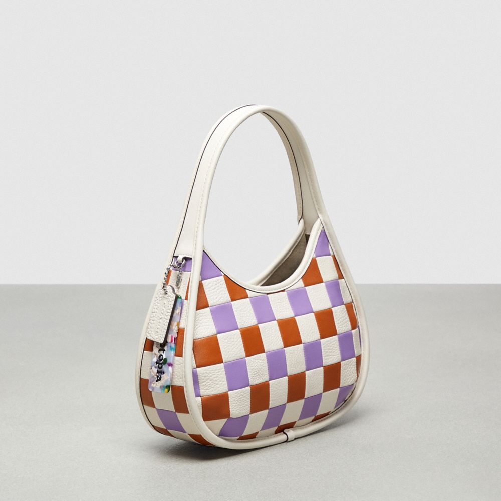 COACH®,Ergo Bag In Tri-Color Checkerboard Upcrafted Leather,Small,Canyon/Chalk/Iris,Angle View