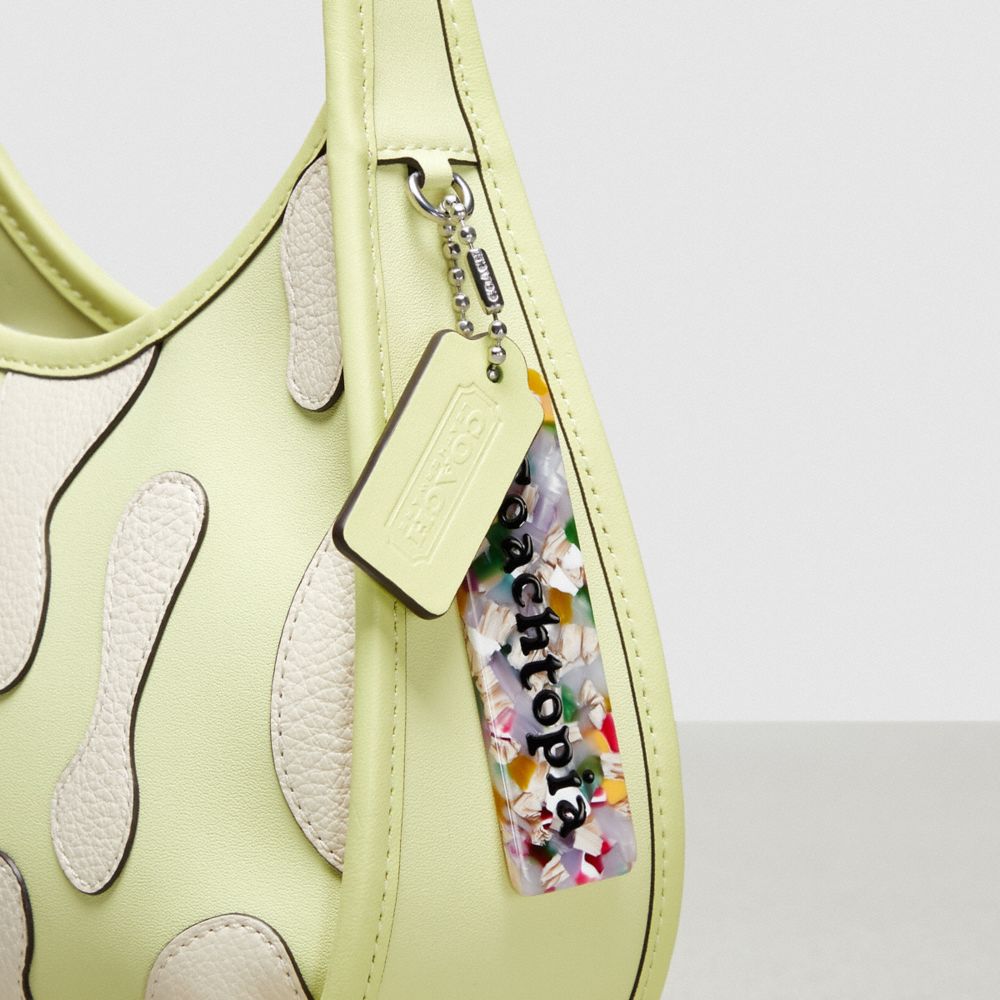 COACH®,Ergo Bag In Coachtopia Leather With Lava Appliqué,Leather,Acrylic,Shoulder Bag,Plastic,Logo,Applique,Embossed,Water...,Green,Group View