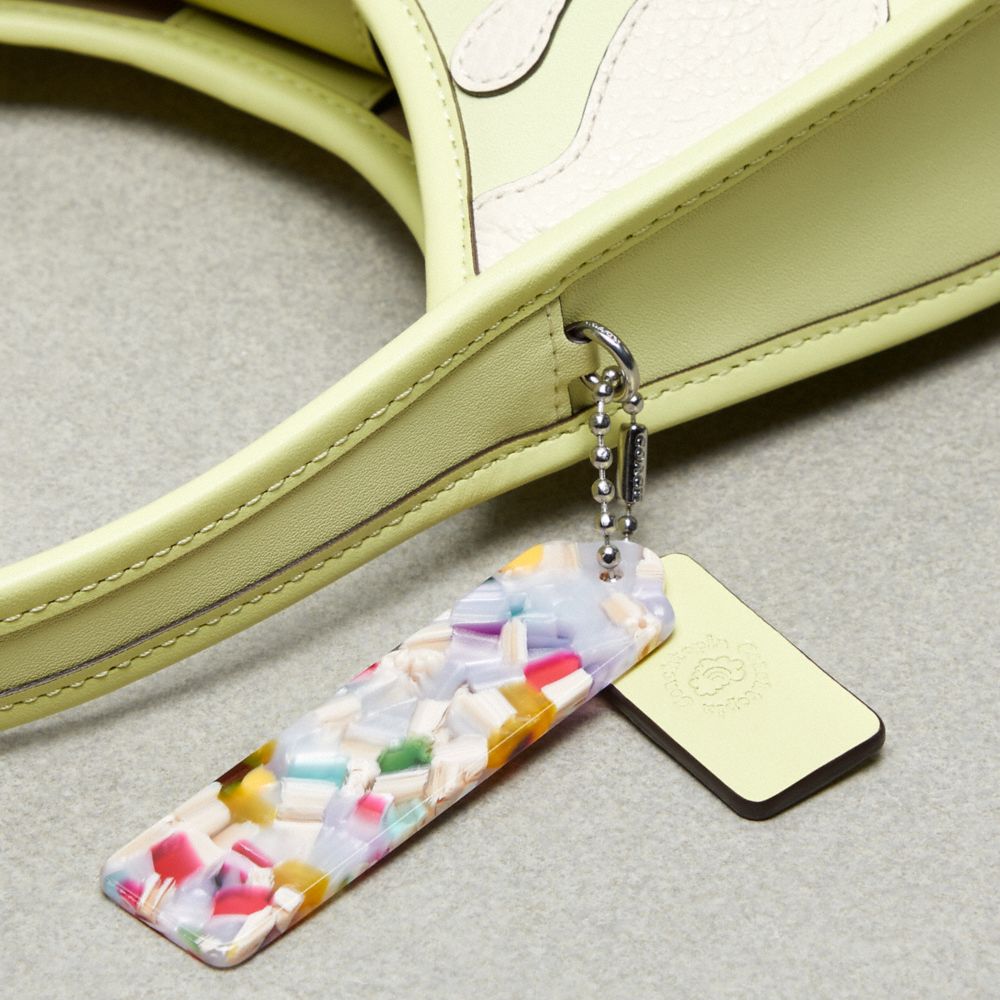COACH®,Ergo Bag In Coachtopia Leather With Lava Appliqué,Leather,Acrylic,Shoulder Bag,Plastic,Logo,Applique,Embossed,Water...,Green
