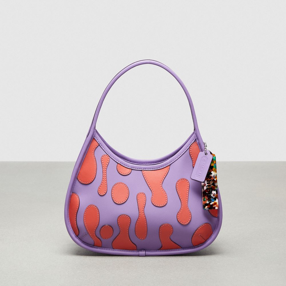 COACH®,Ergo Bag With Lava Appliqué In Upcrafted Leather,Small,Iris/Tangerine,Front View image number 0