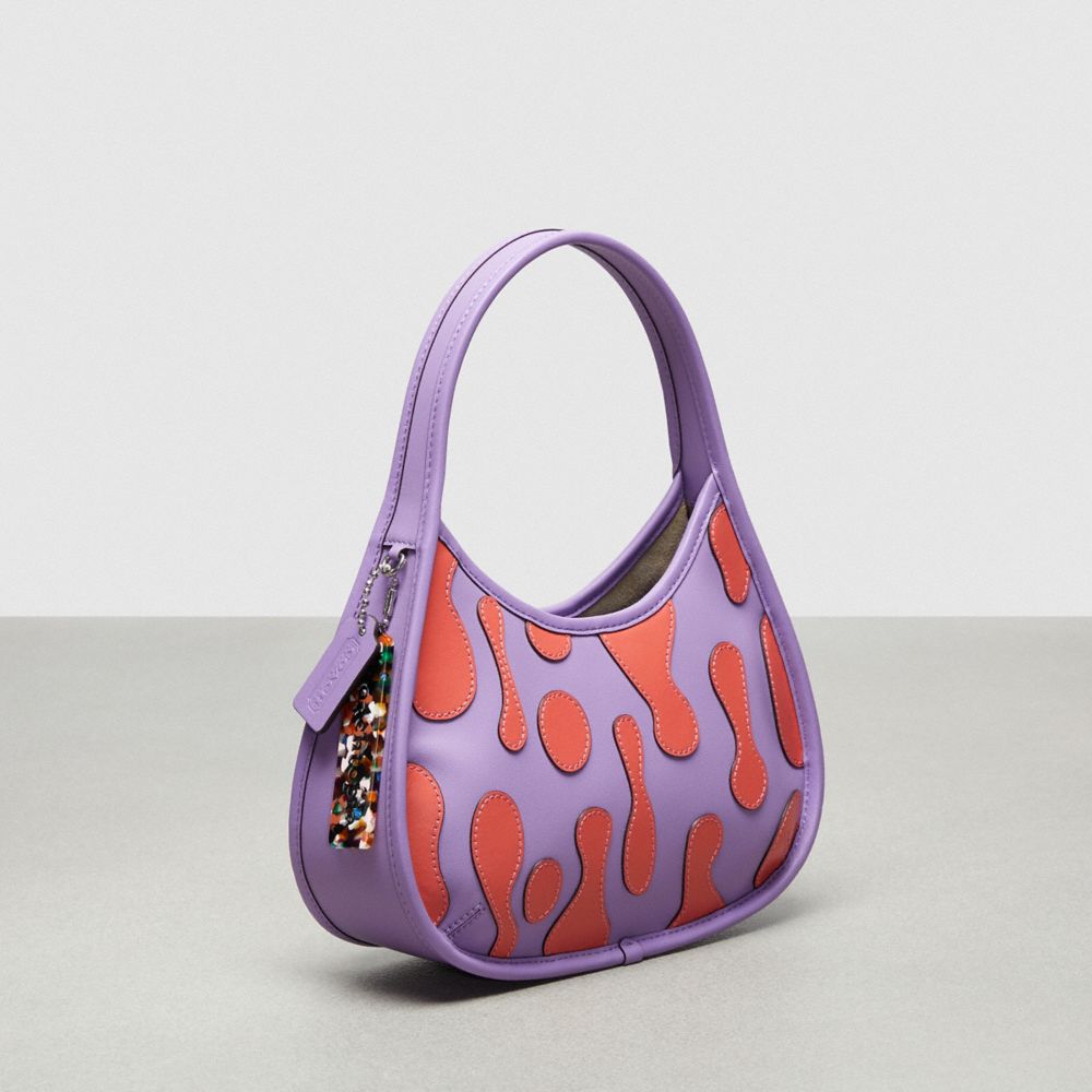COACH®,Ergo Bag With Lava Appliqué In Upcrafted Leather,Small,Iris/Tangerine,Angle View