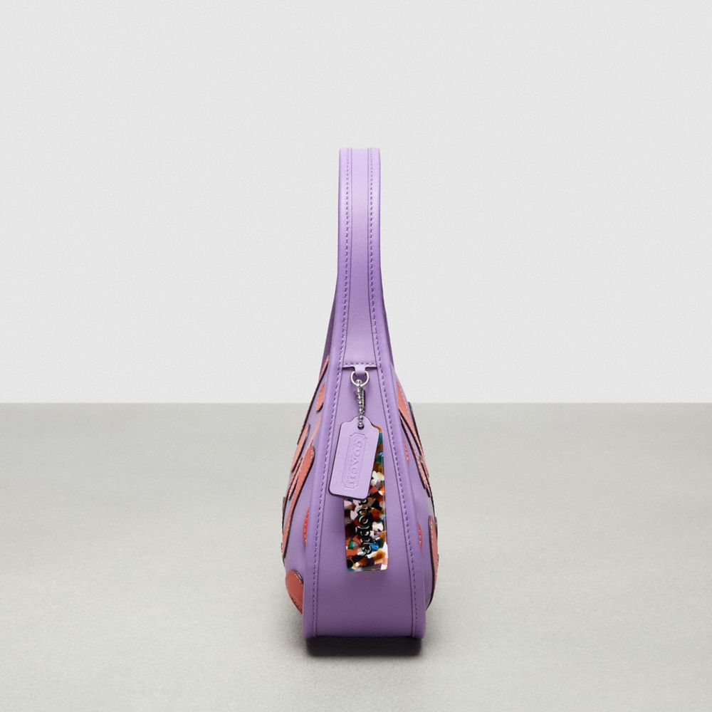 COACH®,Ergo Bag In Coachtopia Leather With Lava Appliqué,Acrylic,Leather,Shoulder Bag,Plastic,Applique,Logo,Embossed,Water...,Lavender,Group View