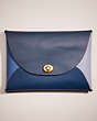 COACH®,REMADE COLORBLOCK EXTRA LARGE POUCH,Blue Multi,Front View