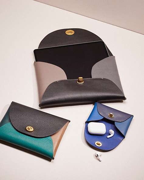 Coach Remade Colorblock Leather Xlarge, Large And Medium Pouch