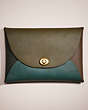 COACH®,REMADE COLORBLOCK EXTRA LARGE POUCH,Green Multi,Front View