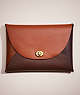 COACH®,REMADE COLORBLOCK EXTRA LARGE POUCH,Brown/Multi,Front View