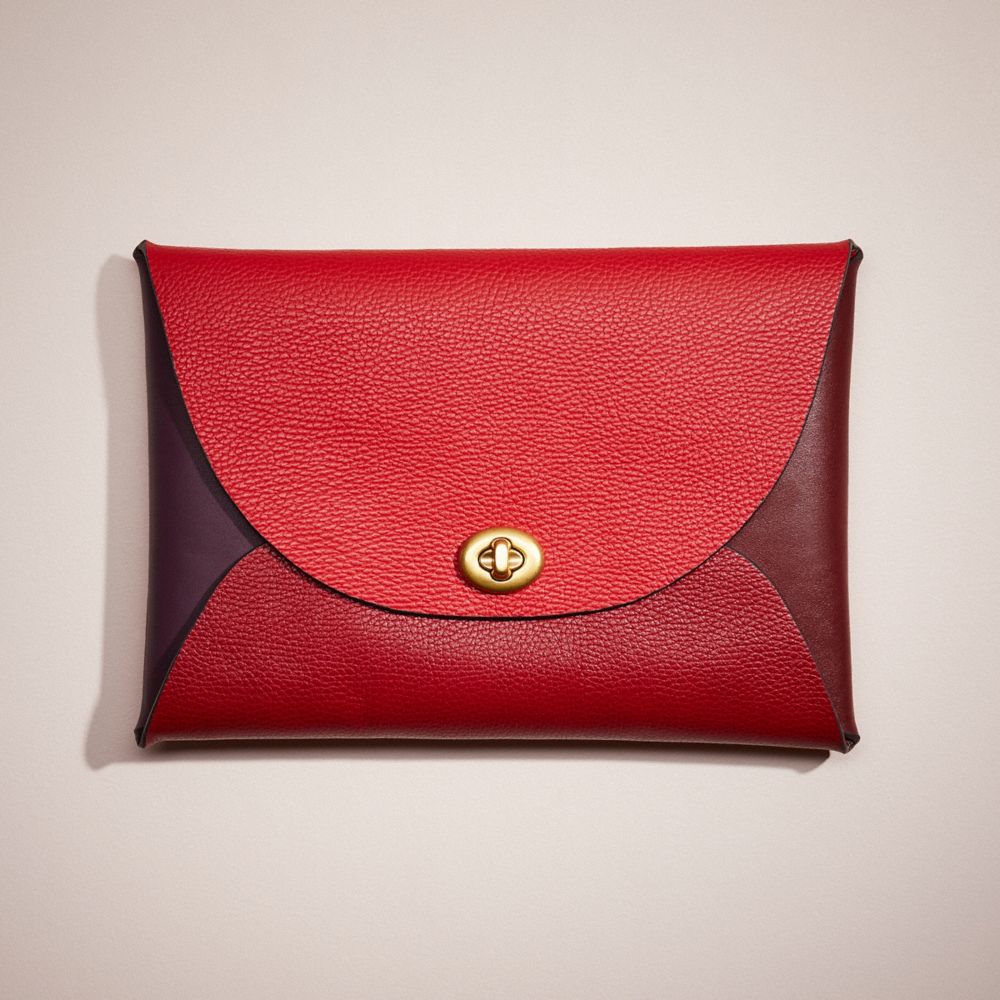COACH®,REMADE COLORBLOCK EXTRA LARGE POUCH,Red Multi,Front View