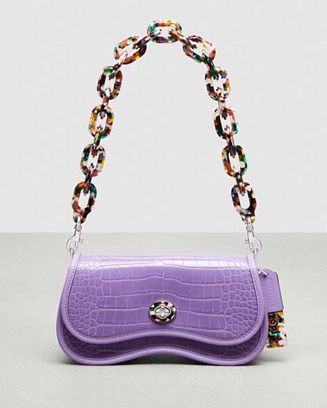 COACH®,Wavy Dinky Bag in Croc-Embossed Coachtopia Leather,Small,Iris,Front View