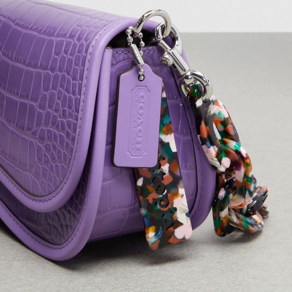 COACH®,Wavy Dinky Bag In Croc Embossed Coachtopia Leather,Leather,Acrylic,Shoulder Bag,Plastic,Embossed,Logo,Chain Detail,...,Purple,Group View