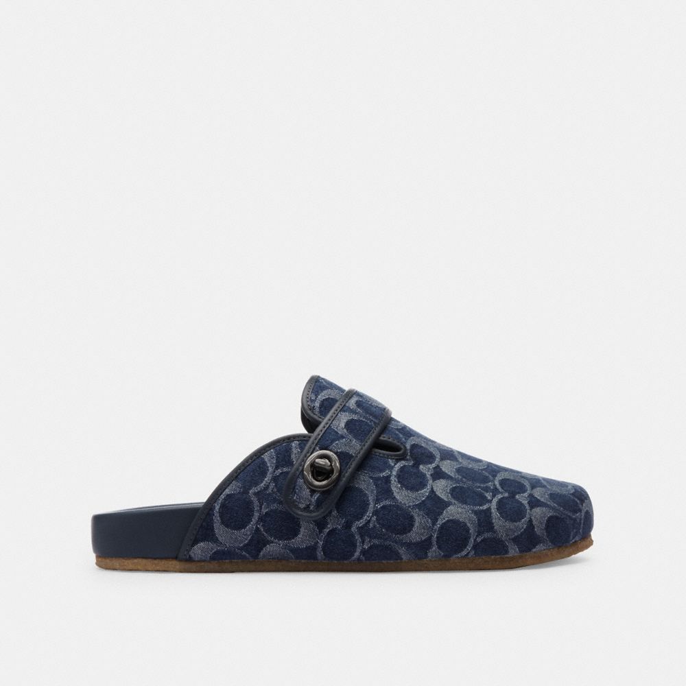 COACH®,BLAKE CLOG IN SIGNATURE DENIM,Blue Denim,Angle View