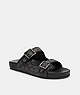 COACH®,BUCKLE STRAP SANDAL IN SIGNATURE JACQUARD,Black,Front View