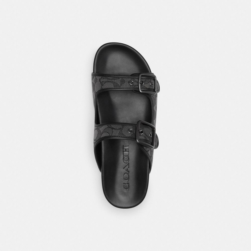COACH®,BUCKLE STRAP SANDAL IN SIGNATURE JACQUARD,Black,Inside View,Top View