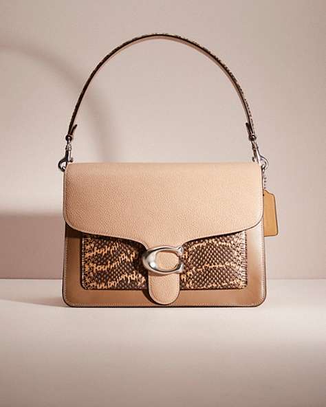 COACH®,RESTORED TABBY SHOULDER BAG WITH COLORBLOCK SNAKESKIN DETAIL,Light Antique Nickel/Taupe Multi,Front View