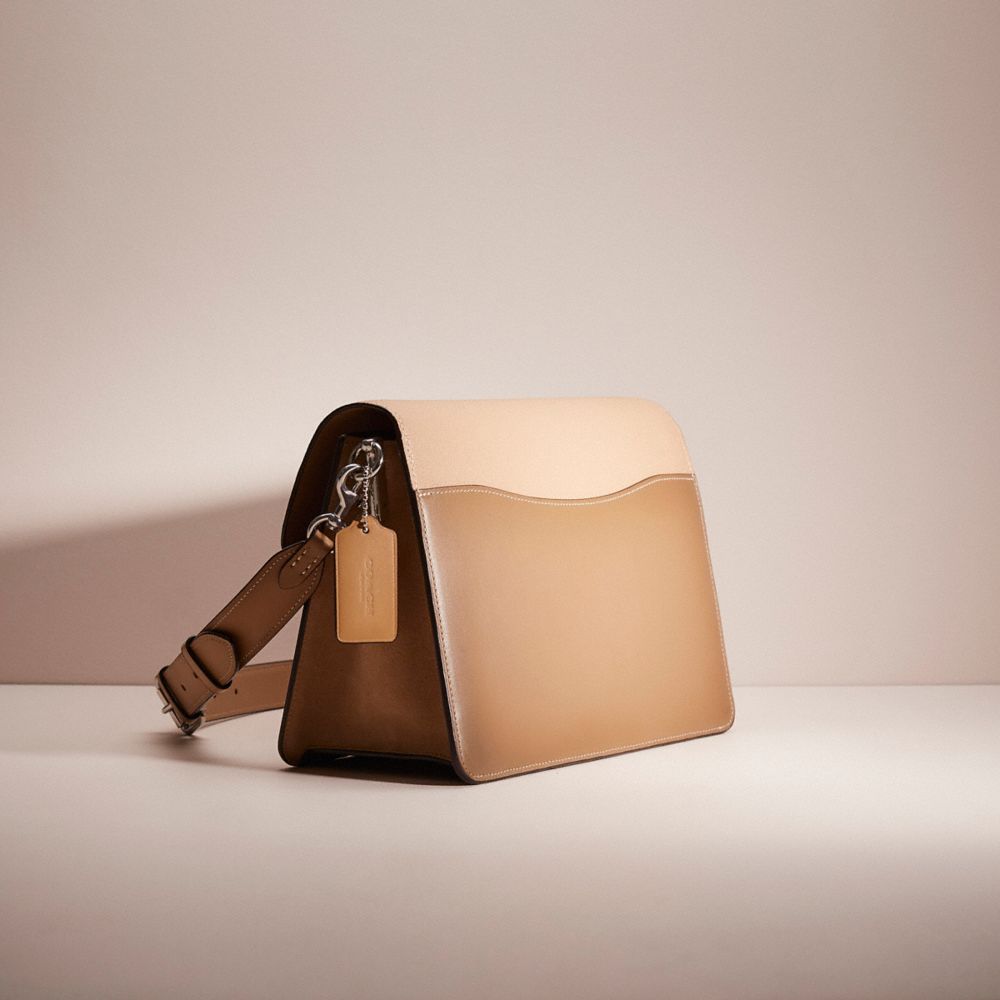 Coach Restored Tabby Shoulder Bag With Colorblock Snakeskin Detail In Light Antique Nickel/taupe Multi