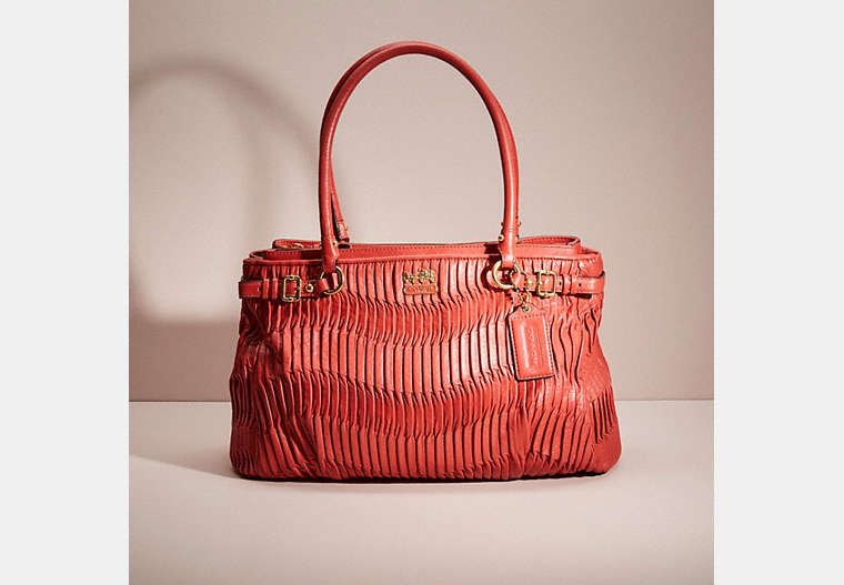 COACH®,RESTORED MADISON KARA CARRYALL,Brass/Coral,Front View