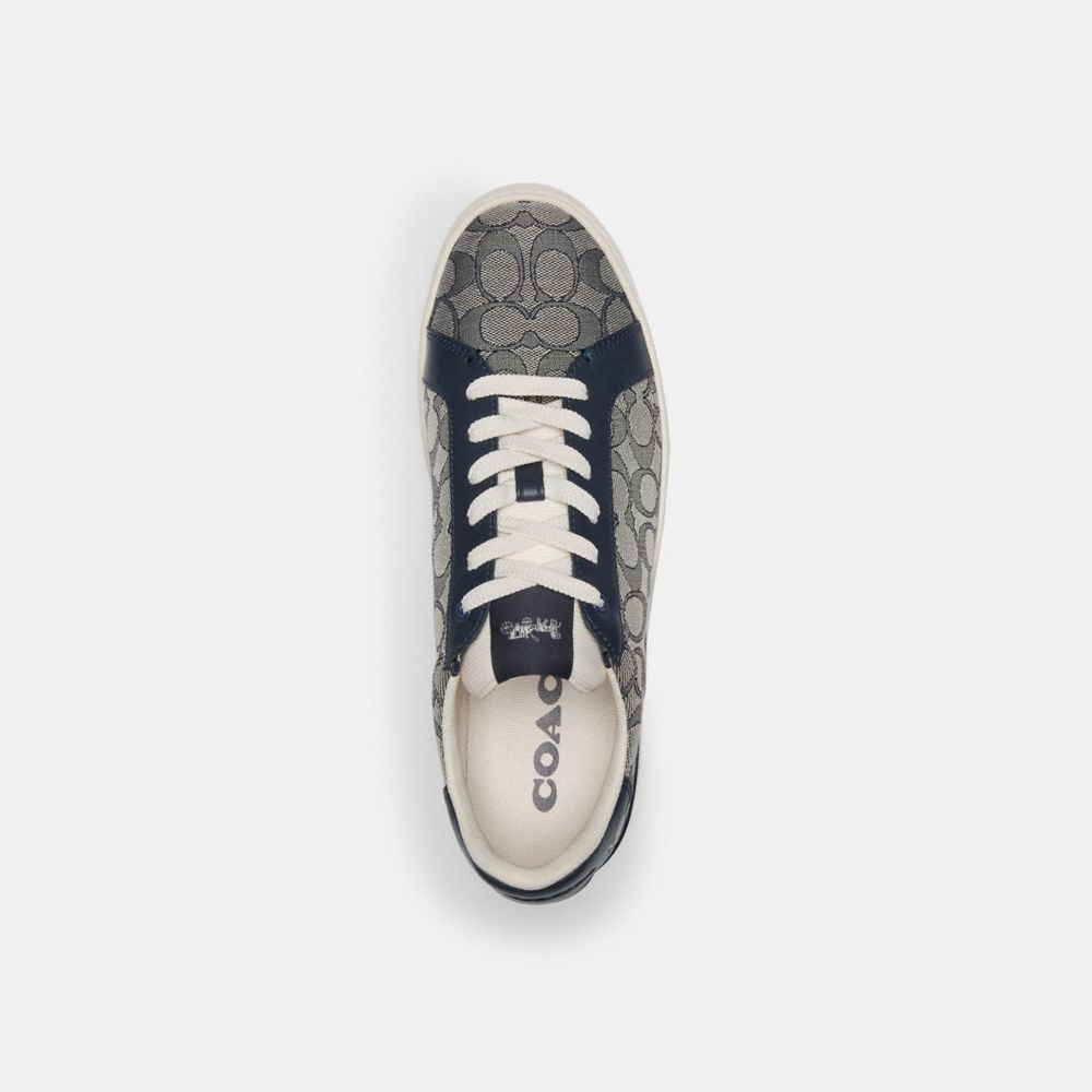 COACH®,CLIP LOW TOP SNEAKER IN SIGNATURE JACQUARD,Midnight Navy,Inside View,Top View