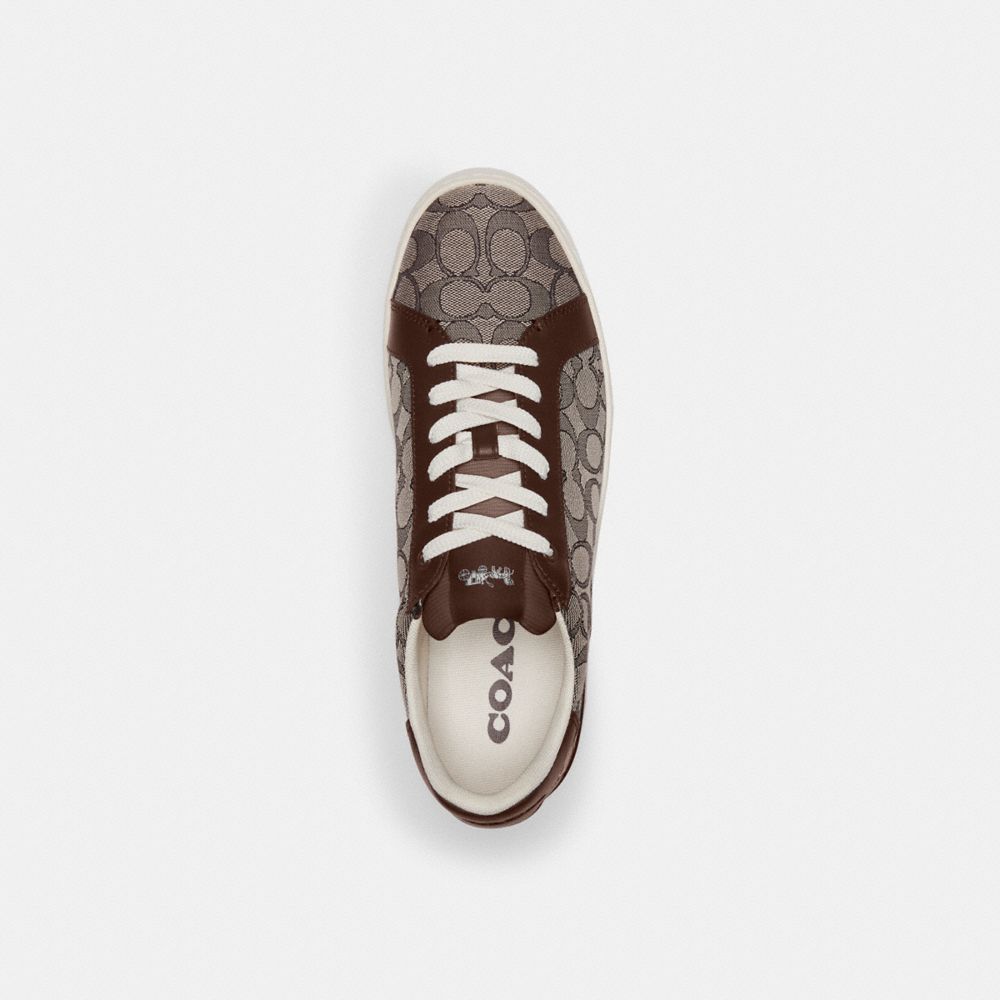 COACH®,CLIP LOW TOP SNEAKER IN SIGNATURE JACQUARD,Maple,Inside View,Top View