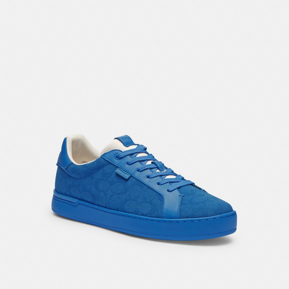COACH®,LOWLINE LOW TOP SNEAKER IN SIGNATURE CANVAS,canvas,Blueberry,Front View