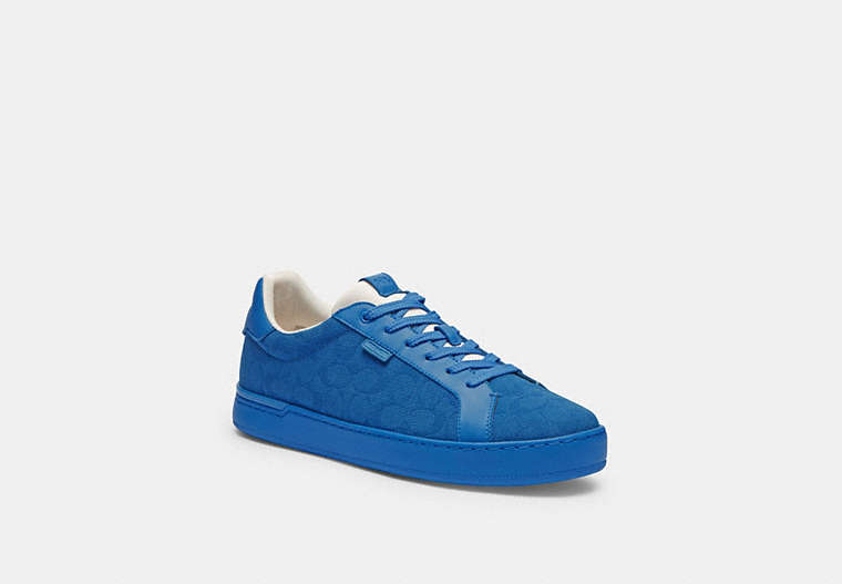 COACH®,LOWLINE LOW TOP SNEAKER IN SIGNATURE CANVAS,Blueberry,Front View
