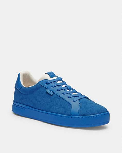 COACH®,LOWLINE LOW TOP SNEAKER IN SIGNATURE CANVAS,Blueberry,Front View