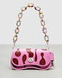 COACH®,Wavy Dinky Bag With Lava Appliqué In Upcrafted Leather,Small,Bright Magenta Multi,Front View