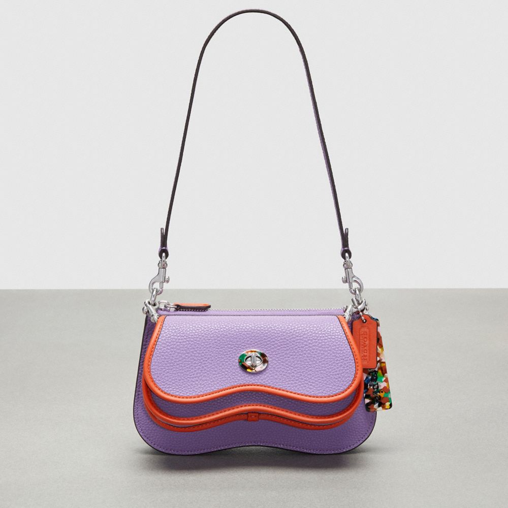 Shop Coach Outlet Wavy Double Pouch Bag In Purple