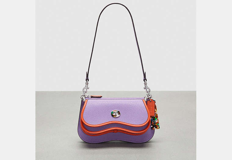 COACH®,Wavy Double Pouch Bag,Small,Iris/Sun Orange,Front View image number 0