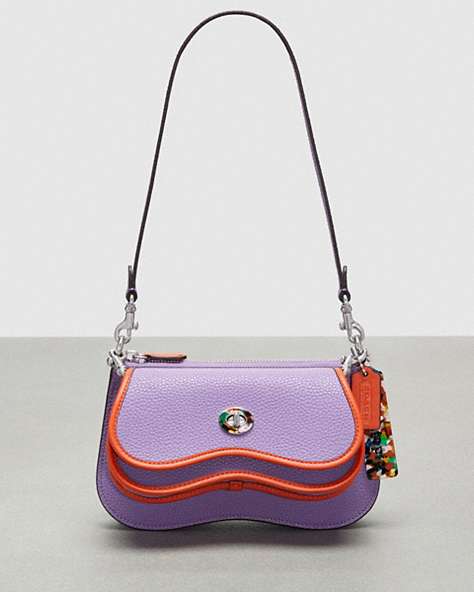 COACH®,Wavy Double Pouch Bag,Small,Iris/Sun Orange,Front View